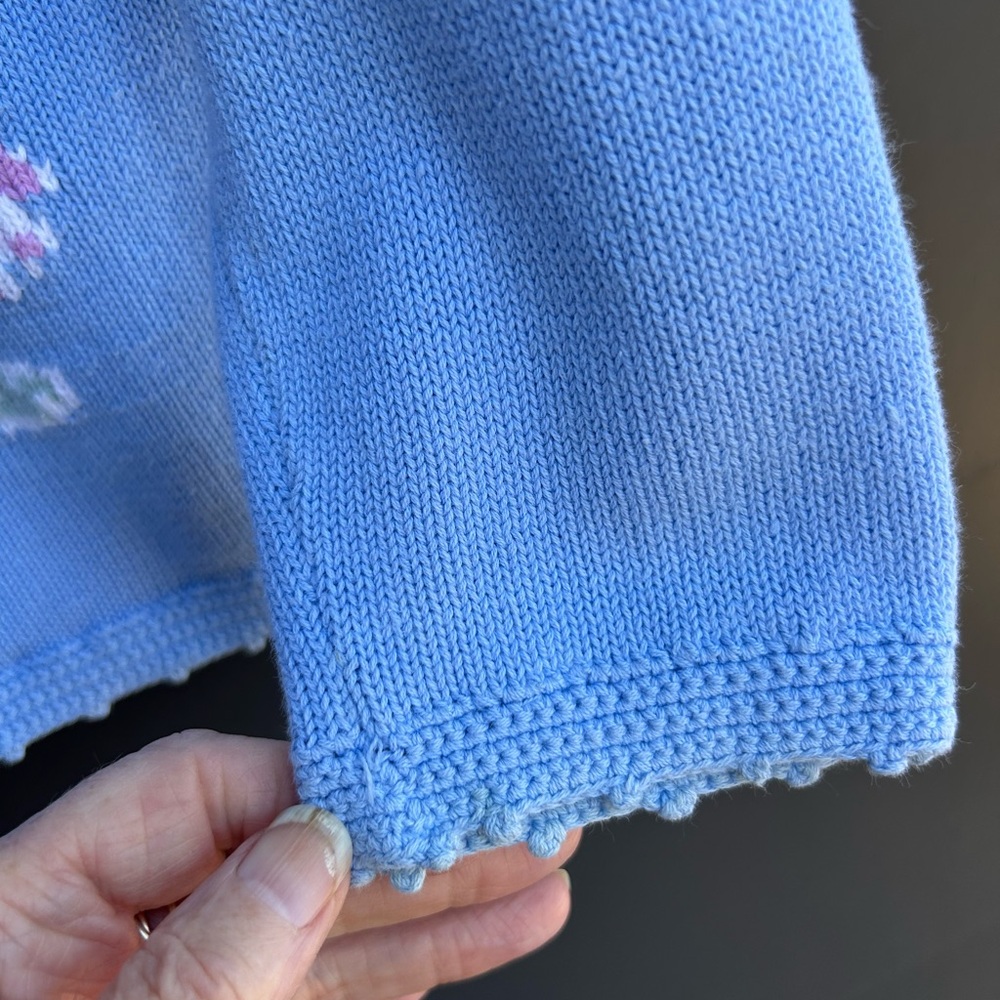 Tabi International Blue Floral Cotton Embroidered Sweater - M - Picture 5 of 7